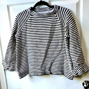 Loft black & white cotton blouse women's size Small